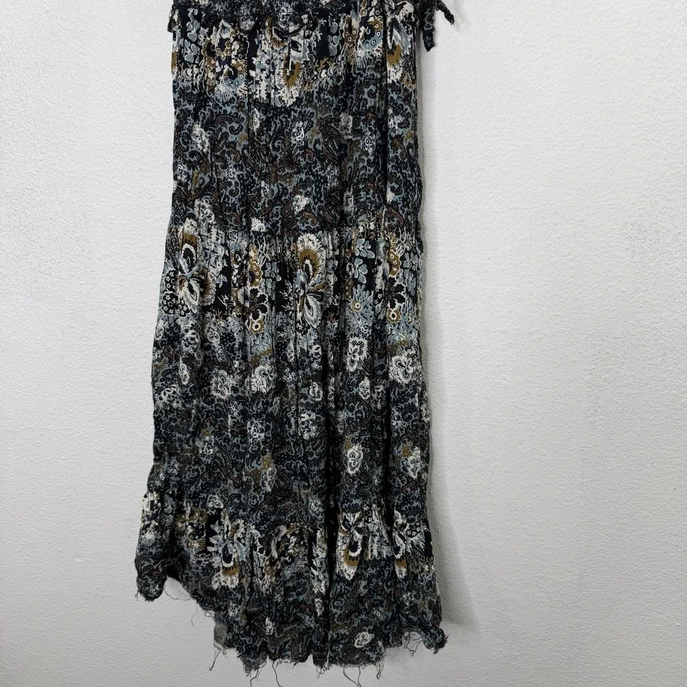 Free People One Women Festival BabyDoll Midi Dress Size M Boho Fairy Tie Straps